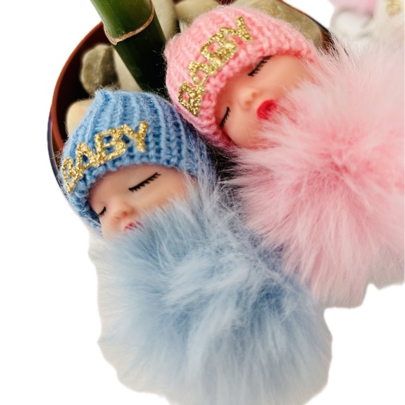 Accessories - Adorable Blue & Pink Knitted Baby Doll Keyring Keychain Fashion Accessories